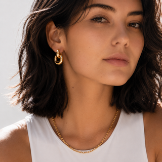 Double Loop Hoop 18K Gold  Earrings