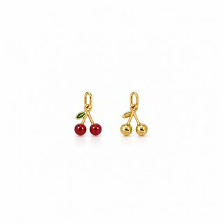 Gold Cherry Charm Pendant – Red Enamel or Polished Gold