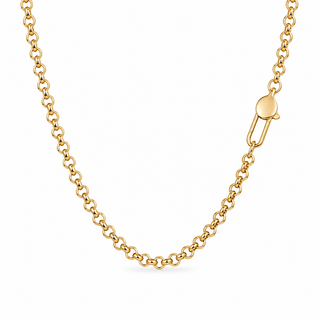 Openable Oval Clasp Rolo Chain Necklace 18K Gold Charm Holder