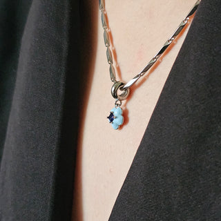 LUME Cornflower Enamel Flower Charm in Sterling Silver