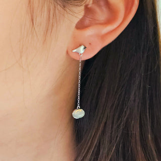 LUME Bird chain drop Opal Gem earrings