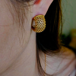 Mesh Vintage Look Hoop Stud Earrings