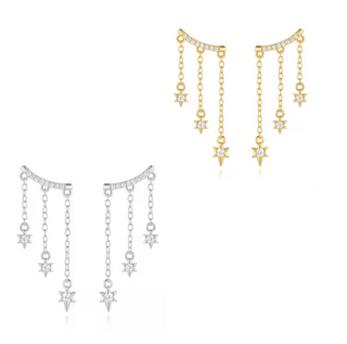 LUME Chain drop Star charm Gem earrings