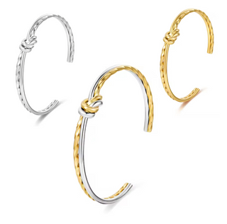 LUME Hammered & Knotted Two-toned Cuff Bracelet