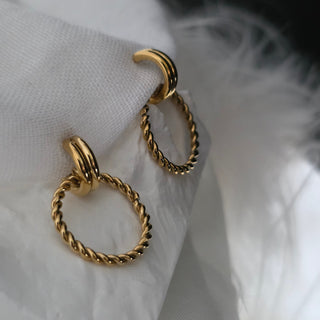 Twisted Rope Double Hoop 18K Gold Earrings