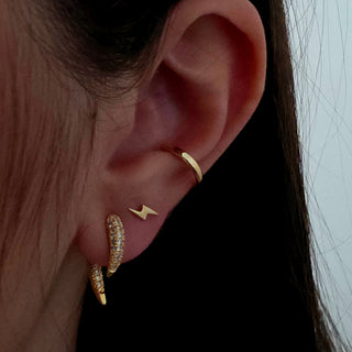Micro Pavé Twin Talon Ear Jacket Earrings 16K Gold