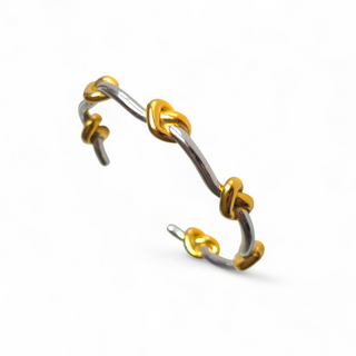 LUME Heart Knotted two tone Cuff Bracelet