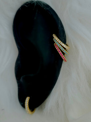 Slim Pave Coloured Zirconia Ear Cuffs