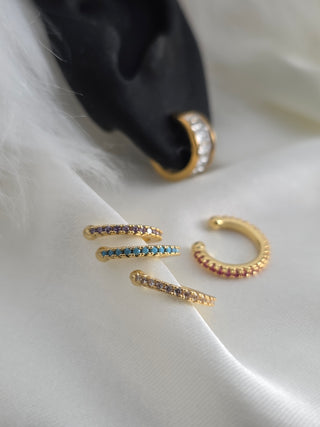 Slim Pave Coloured Zirconia Ear Cuffs