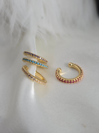 Slim Pave Coloured Zirconia Ear Cuffs