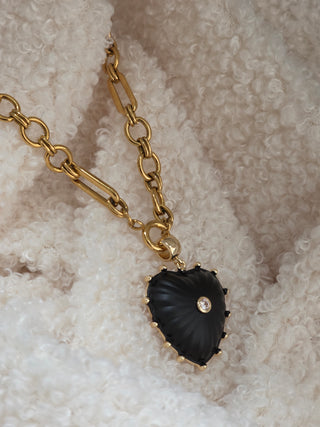 Black Enamel Heart Pendant