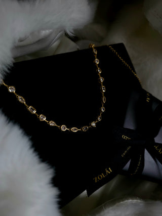 Tennis Irregular CZ Station Choker Necklace