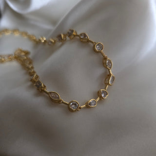 Tennis Irregular CZ Station Choker Necklace