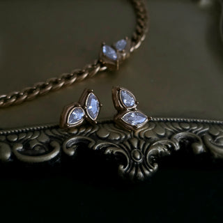 Bezel Set Marquise CZ Studs 18K Gold