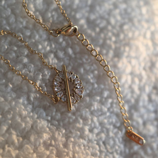 Dainty Gold Teardrop Crystal Circle Pendant Necklace 18k Gold