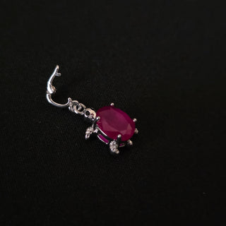 Natural Ruby Turtle Charm with Openable Silver Clasp Bail
