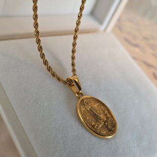 St Christopher Medallion Rope Necklace 18K Gold