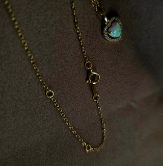 Opal Heart & CZ Pendant Necklace – Gold Vermeil Sterling Silver