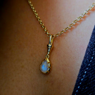 Sterling Silver Genuine Moonstone Teardrop Pendant