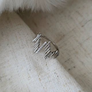 Sterling Silver CZ Zig Zag Geometric Ring