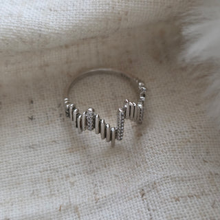 Sterling Silver CZ Zig Zag Geometric Ring