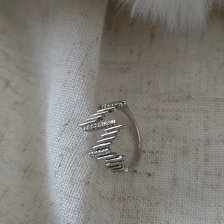 Sterling Silver CZ Zig Zag Geometric Ring