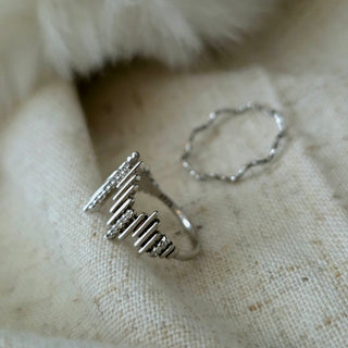 Sterling Silver CZ Zig Zag Geometric Ring