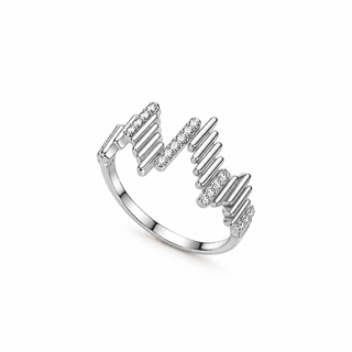 Sterling Silver CZ Zig Zag Geometric Ring