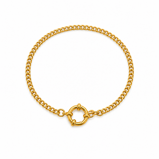 Curb Chain 18K Gold Charm Holder Bracelets – Sailor Clasp