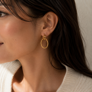 Twisted Rope Double Hoop 18K Gold Earrings