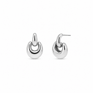 Double Loop Hoop Silver Earrings