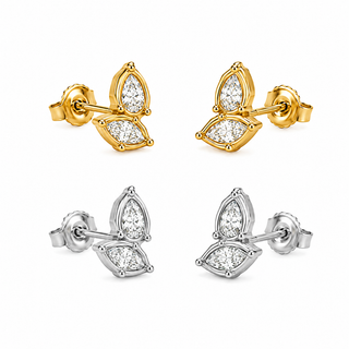 Bezel Set Marquise CZ Studs 18K Gold & Silver
