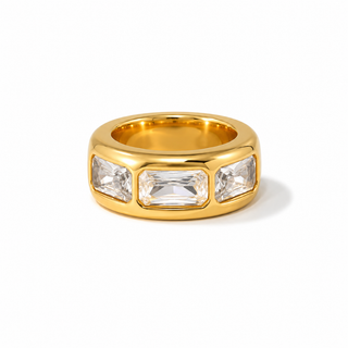 Baguette Cut CZ Band Ring in 18K Gold