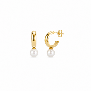 Pearl Half Hoop Gold Earrings