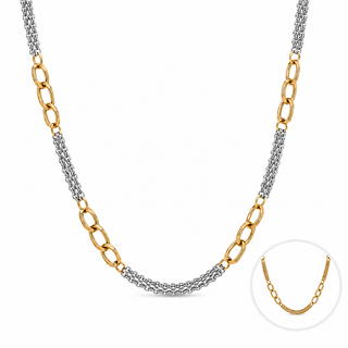 Two Tone Chunky & Dainty 18K Gold Chain Necklace