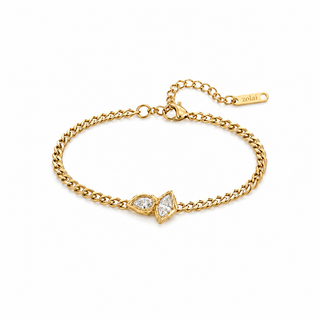 18k gold-plated bezel-set marquise CZ charm bracelet
