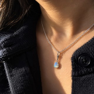 Sterling Silver Genuine Moonstone Teardrop Pendant