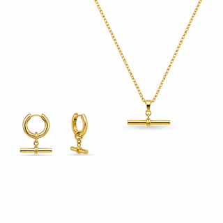 LUME  T-Bar Hoop & Necklace Jewellery Set