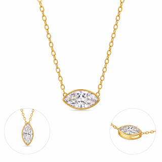Two Way Marquise Moissanite East West Pendant Necklace