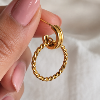 Twisted Rope Double Hoop 18K Gold Earrings
