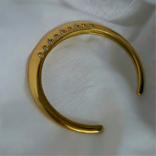 Torque Angled Pave Cuff Gold Bracelet