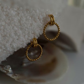 Twisted Rope Double Hoop 18K Gold Earrings