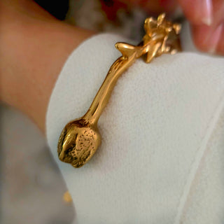 Sculptural Cuff Bracelet Floral Waterproof Open Bangle 18K Gold & Silver