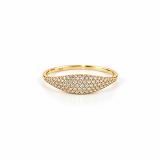 14K Gold Pavé Sculptural Dome Graduated Gem Ring