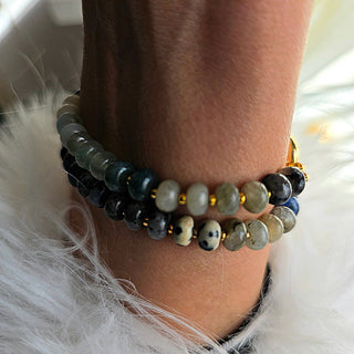 Lapis Lazuli Beaded bracelet with gold sailor clasp