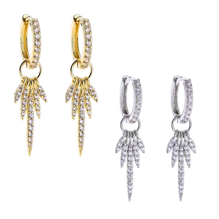 Cluster Marquise Drop Hoop Earrings