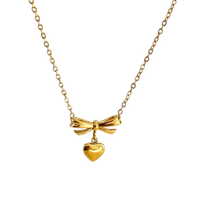 LUME Bow & Heart Drop charm Necklace