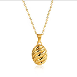 LUME Textured Oval Locket Waterproof Necklace