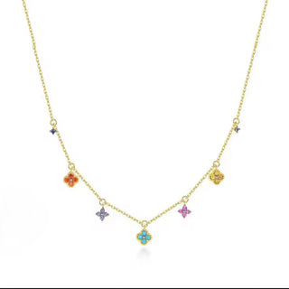 Coloured Clover Charm Necklace & Bracelet