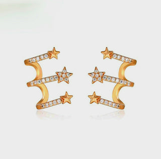 Claw Hoop Star Stud Earrings